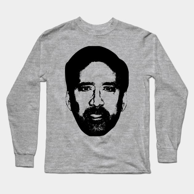 Nicolas Cage Iconic Hollywood Actor Face: Tribute to Film Legend Long Sleeve T-Shirt by TeeTrendz